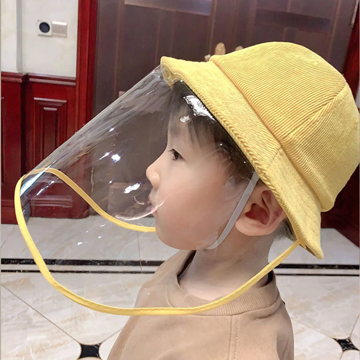 

Adults Kids Anti-spitting Face Eyes Protective Hat Dustproof Cover Cap with Transparent Shield Screen Mask Fishing Hat