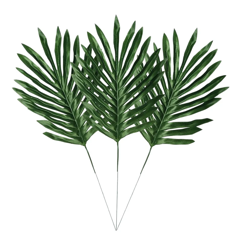 30 Pcs Faux Palm Leaves with Stems Artificial Tropical Plant Imitation