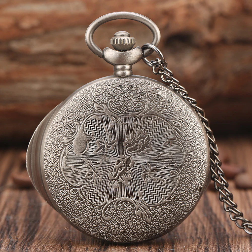 Unique Gun Black Color Quartz Pocket Watch Men Large Dial Roman Numerals Accessory for Female Utility 3