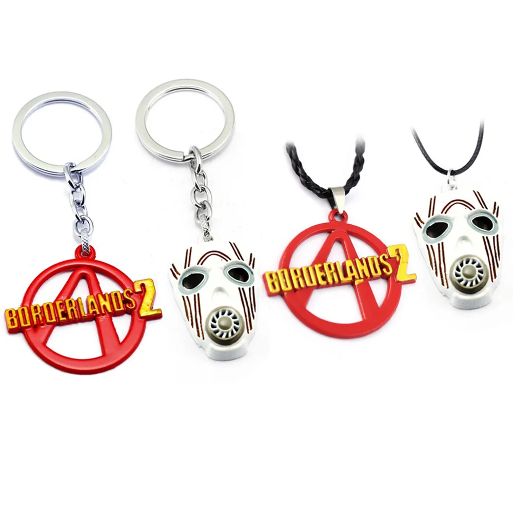 

Hot Game Borderlands 2 Keychain Necklace gas mask Key Ring Holder Chaveiro Key Chain Fashion Jewelry Figure Cosplay Toys