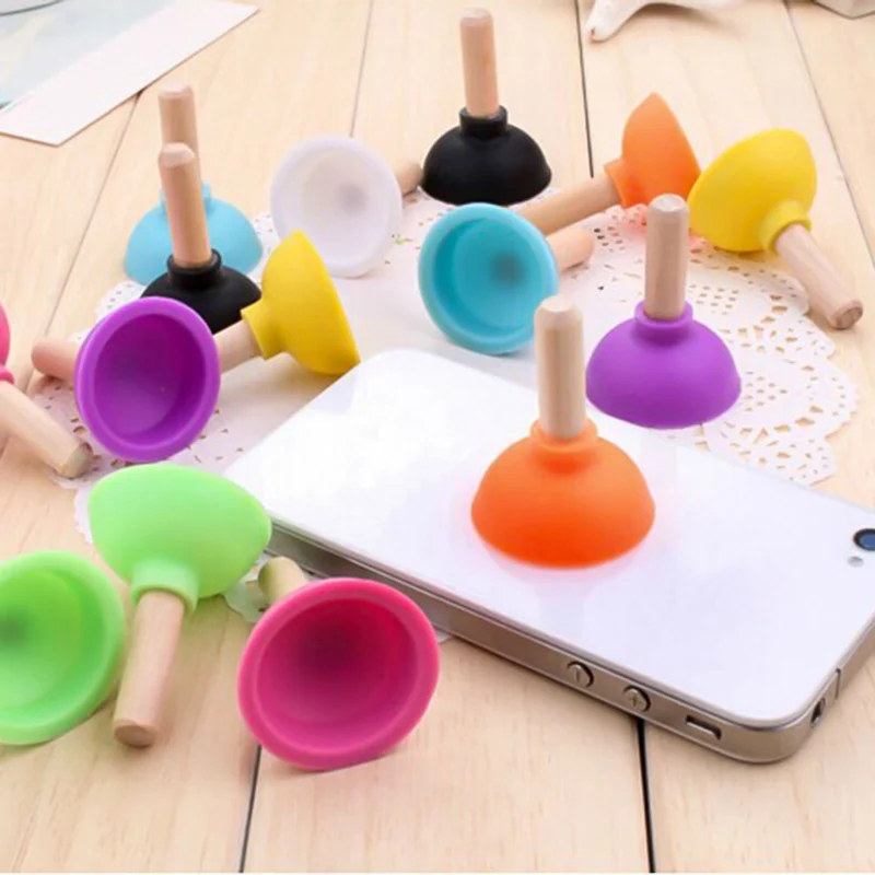 

5Pcs/Set Funny Mini Pumping Toilet Phone Sucker Stand Toys For Children Kids Adult Fun Plunger Holder For Cell Phone Gift