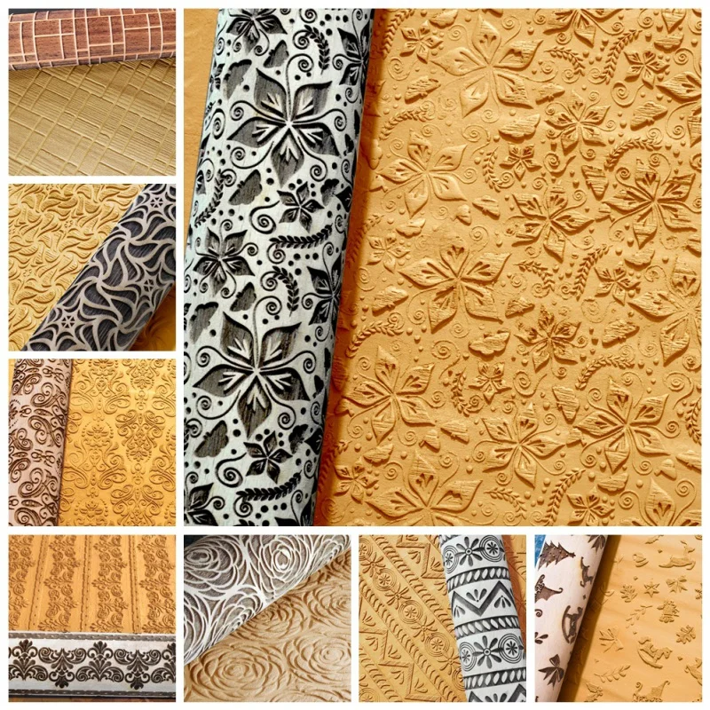 Christmas Embossing Rolling Pin Cake Dough Engraved Roller Snowflake Reindeer for Baking Cookies Noodle Biscuit Fondant Tools