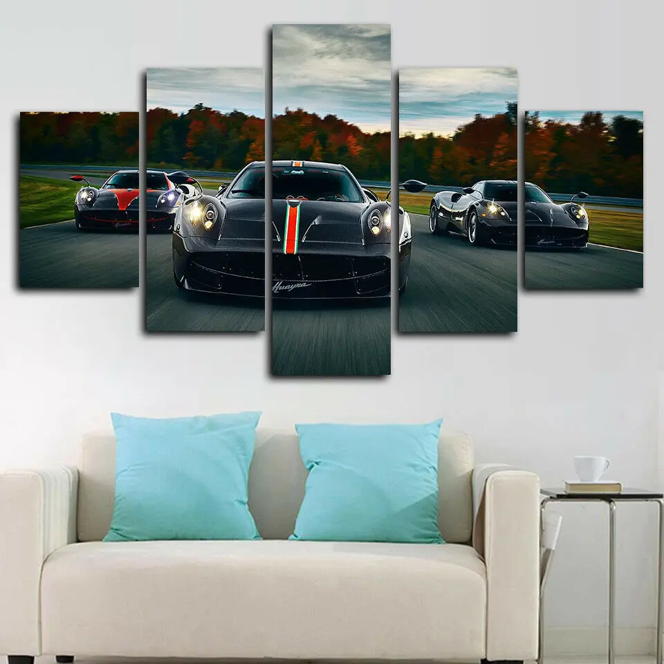 

No Framed 5 pieces Pagani Huayra Sports Car Home Decor Pictures Canvas Paintings Posters Wall Art For Living Room Decoration