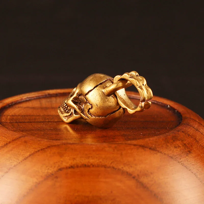 skull head pendant brass (5)