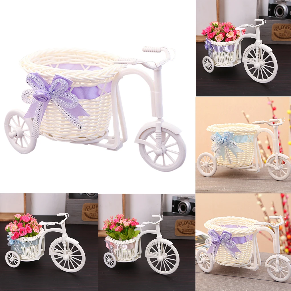 1* flower basket storage container white tricycle bicycle design 13*20cm for wedding party