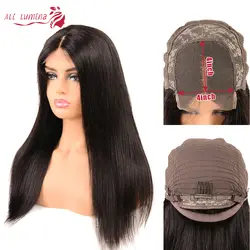 Ali Lumina 4X4 человеческие волосы на шнуровке парик перуанские прямые волосы парик для женщин парик из натуральных волос с кружевом