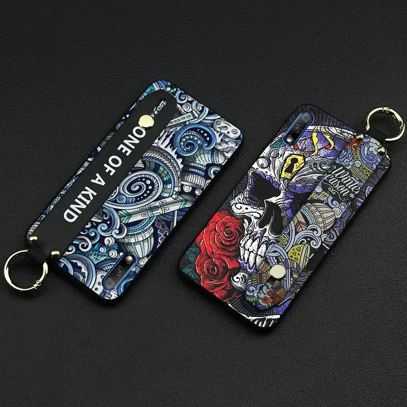 Shockproof Phone Case For Huawei Honor 9X Lanyard Graffiti Series Delicate TPU Silicone Holder Cover | Мобильные телефоны и