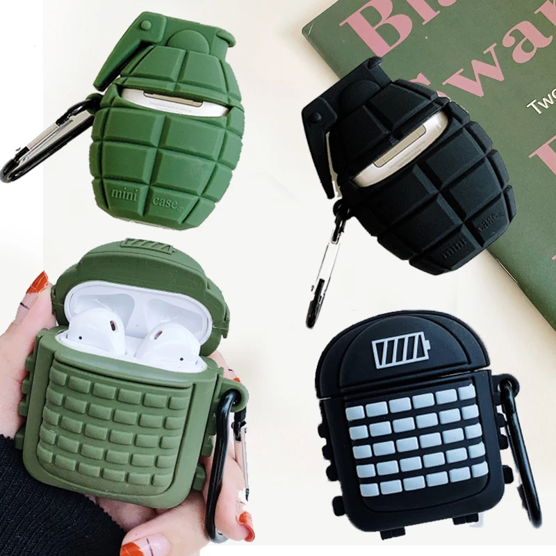 

For Apple AirPods 3D Simulation Bomb Military Case for Airpods 2 Backpack Bag Wireless Earphone Headset Earpods Protective Cover