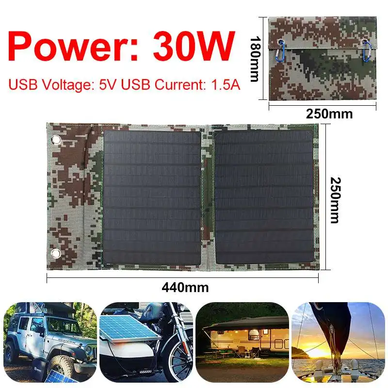  Portable Mini 30W USB Solar Panel Solar Fast Charger Sun Light Solar Cells Charger for Smartphones 