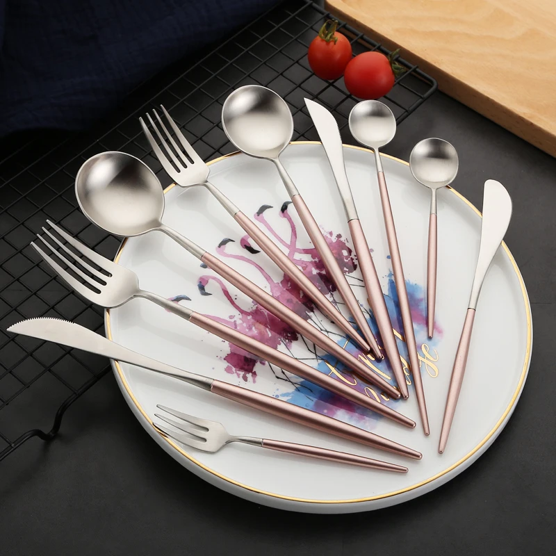 Portable Cutlery Stainless Steel Dinner Dessert Forks Butter Knives Ice Spoons Chinese Chopstick Tea Tableware Set Drop Shipping | Дом и сад