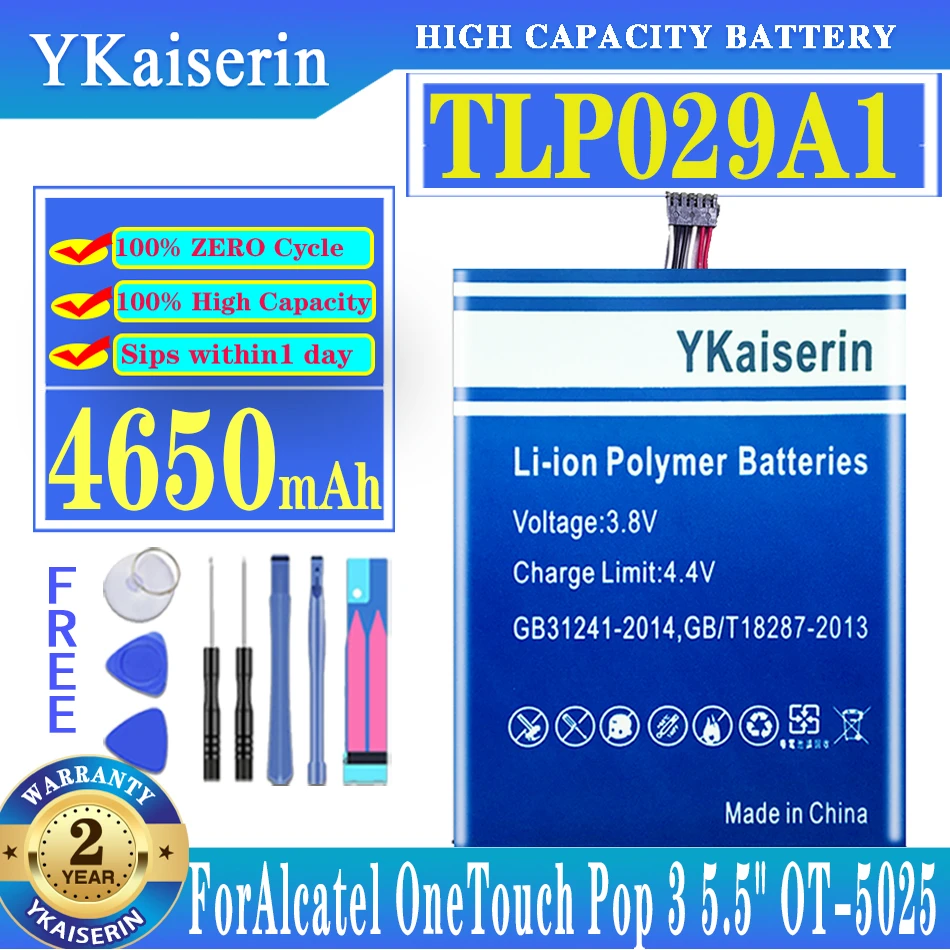Сменный аккумулятор ykaisсеребрин TLP029A1 4650 мАч для Alcatel OneTouch Pop 3 Pop3 5 дюйма OT-5025 OT-5025D