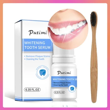 

PUTIMI Teeth Whitening Serum Cleaning Essence Toothpaste Remove Plaque Stains Teeth Whitening Gel Oral Hygiene with Toothbrush