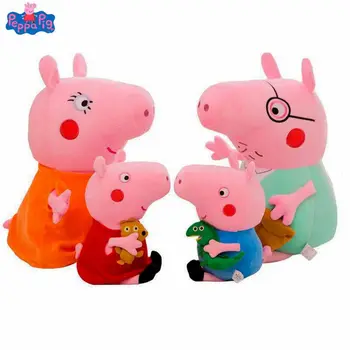 

4 Pcs/Set Original Peppa Pig Family Set George Dad Mom Stuffed Dolls Plush Toys For Children Chrismas Birthday Gifts