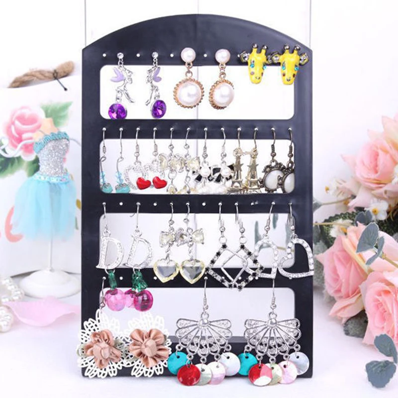 72 Holes Earring Jewelry Showcase Display Rack Stand Holder Ring Organizer Case