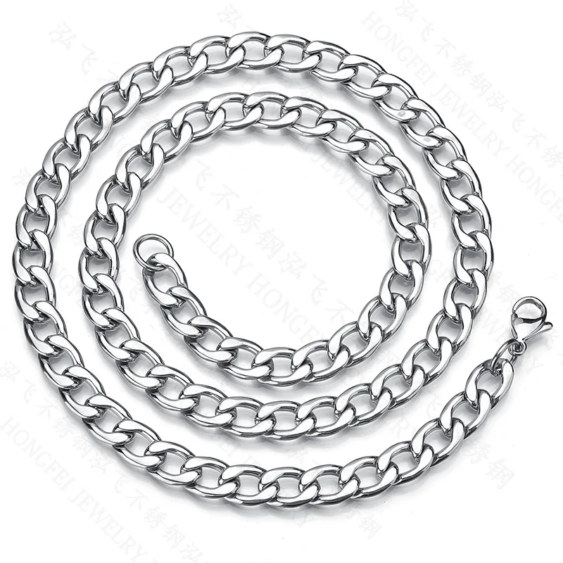 

Multi--Size Stainless Steel NK1; 1 Chain Men's And Women's Thickness Hip Hop Necklace Versatile Bracelet