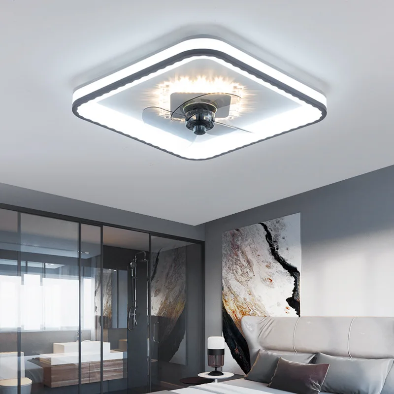 Nordic Fashion Invisible Smart Led Ceiling Fan Light Modern Bedroom Loft Bar Decoration Indoor Ceiling Ligts With RC Dimmable