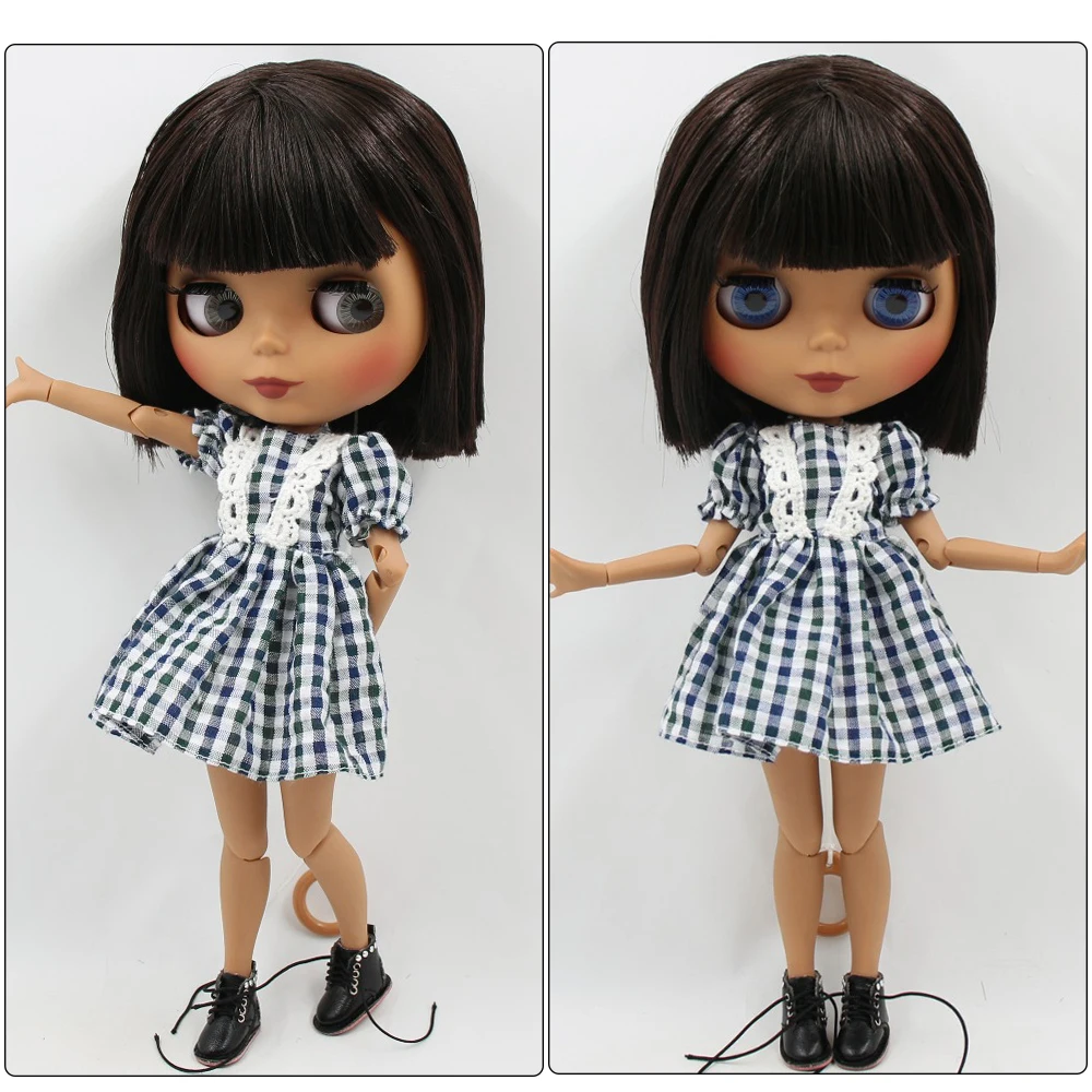 Neo Blythe Doll with Brown Hair, Dark Skin, Matte Face & Jointed Body 2