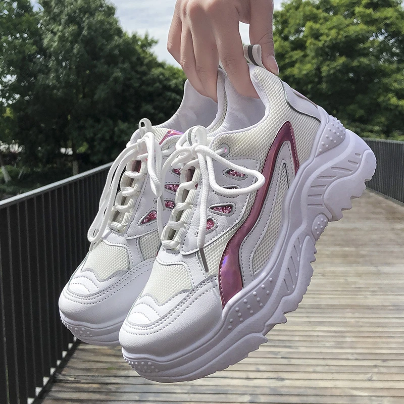 

Women Platform Sneakers Korean Fashion Trainers 5cm Womens Chunky Sneakers Tenis Female 2020 Spring Casual Shoes Woman Size 41
