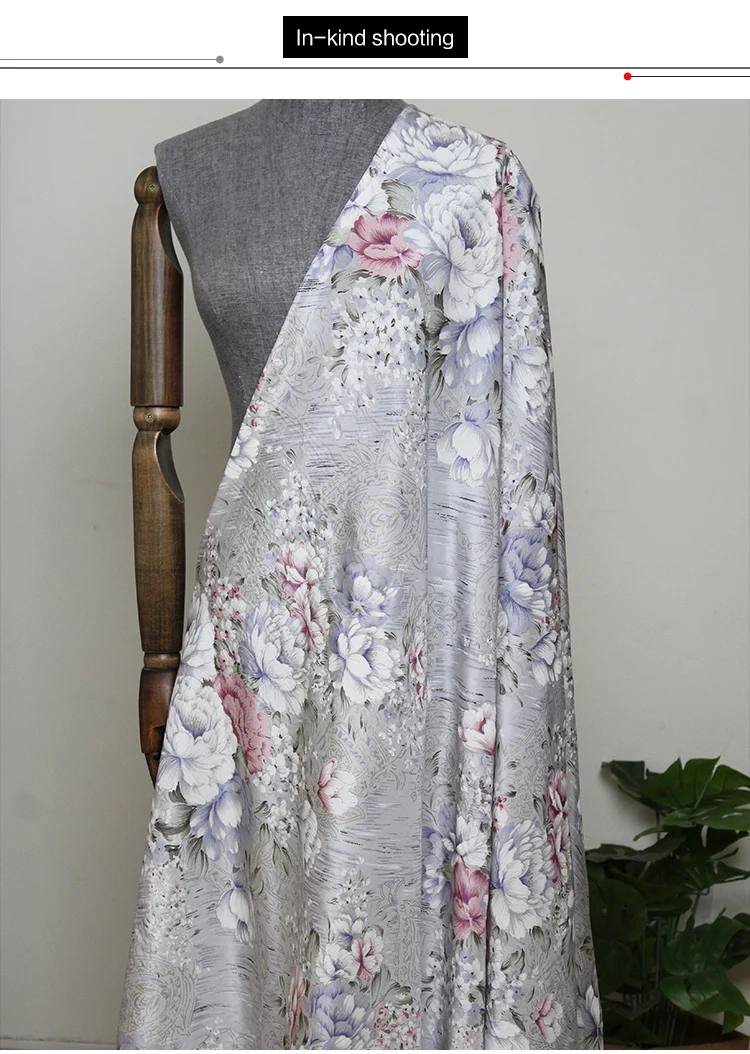 Ткань 12 momme, китайский стиль, с цветочным принтом, Habutae, шелк, шелк тутового шелкопряда, материалы, платье, ткань для шитья