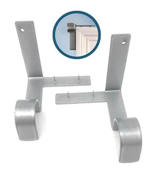 

2PC Single Hang Curtain Rod Holders Bracket Into Window Frame Curtain Rod Bracket Curtain Rod Bracket Black