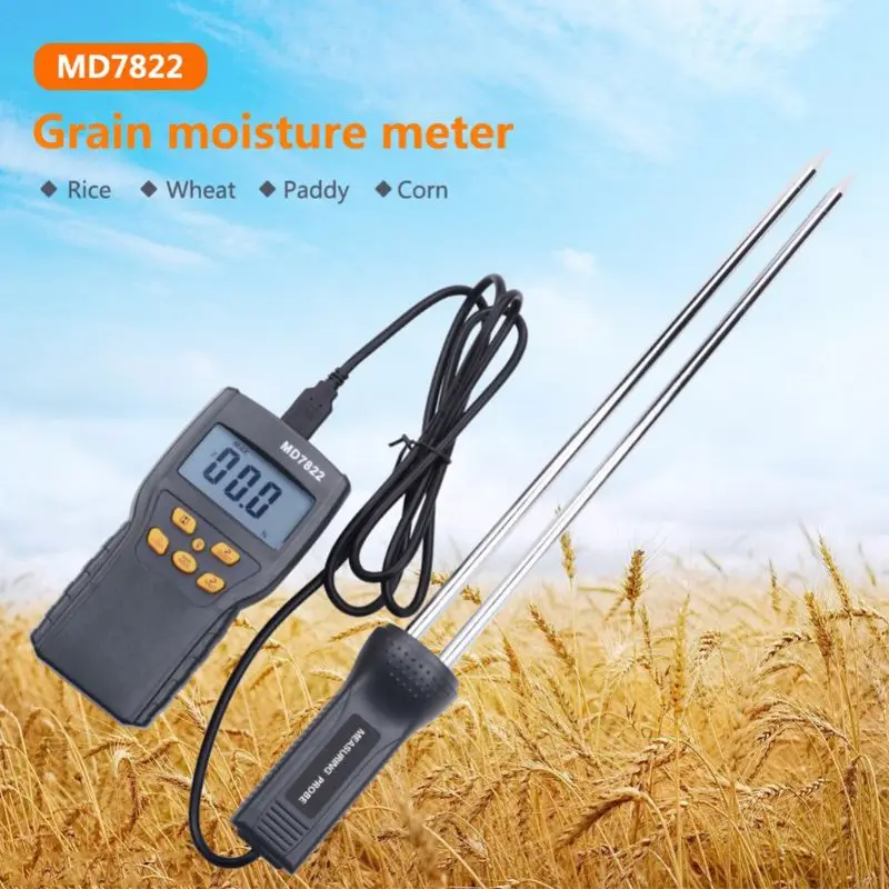 

New Digital Wheat Corn Grain Moisture Meter MD7822 LCD Display Humidity Tester
