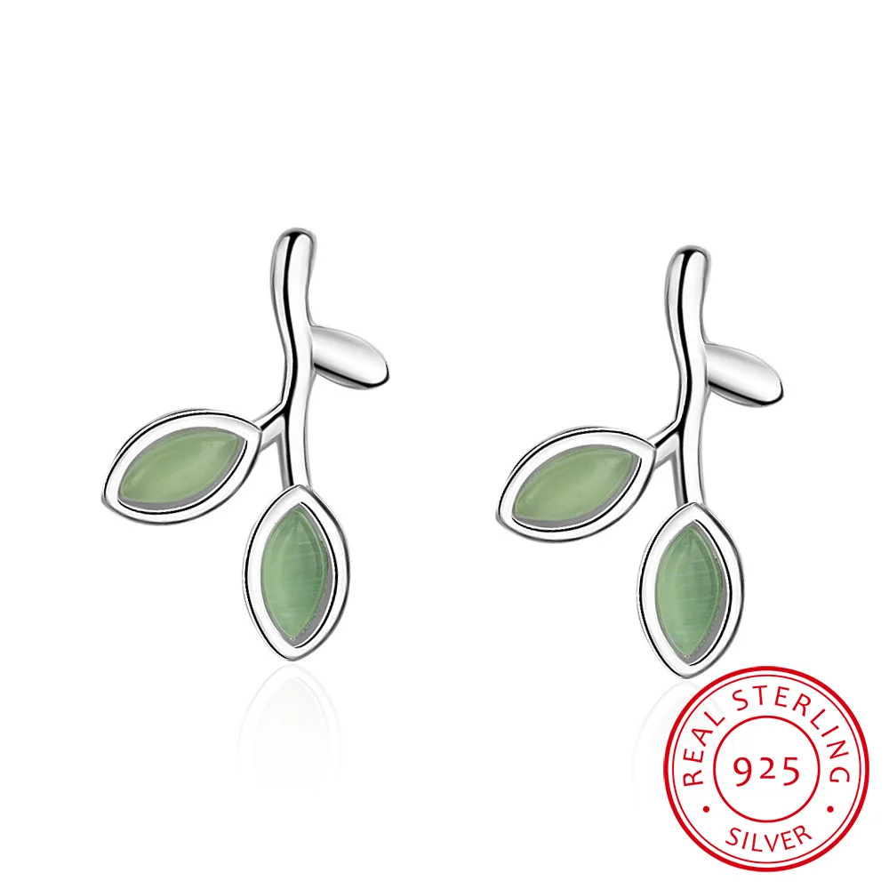 

Free Shipping Fashion Leaves Stud Earrings 925 Sterling Silver Stud Earrings Jewelry Pendientes Brincos