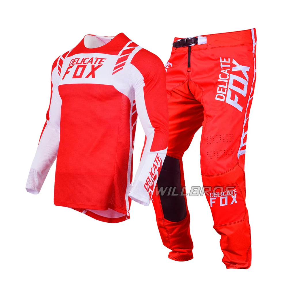 Motocross Gear Set Delicate Fox Gear Set Jersey Pants MX Combo Motocross Outfit BMX Race Dirtbike Moto Cross UTV Suit ATV Off-road Kits For Men