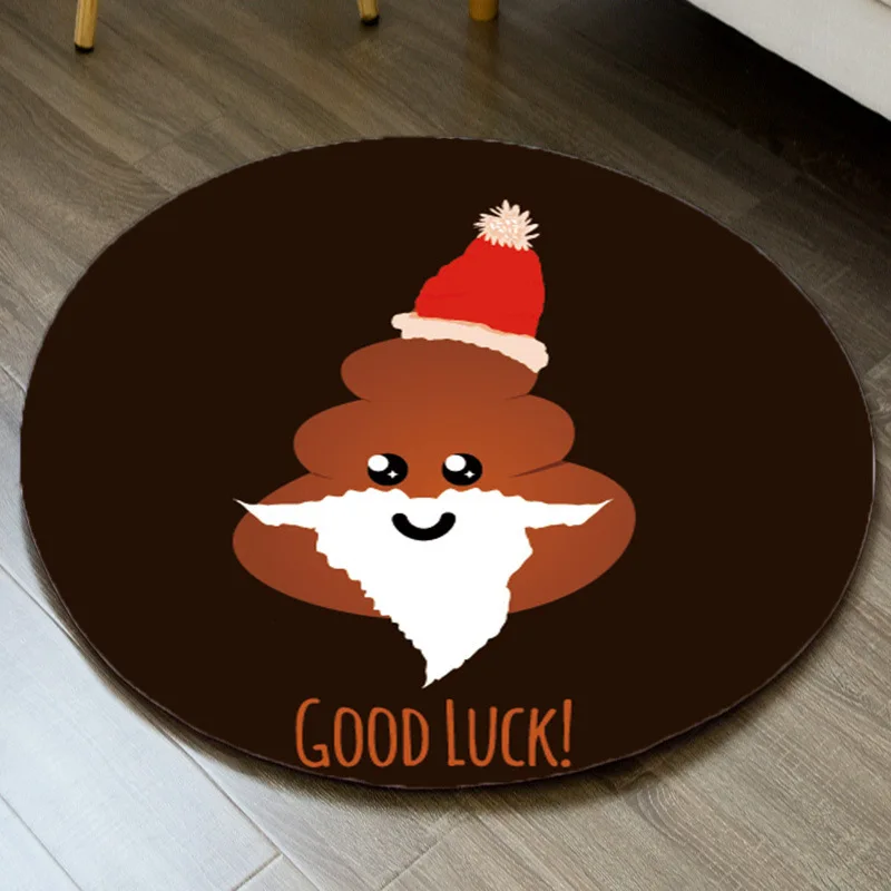 Merry Christmas Santa Snowman Carpet Party Decor Children Play Mat Round Flannel Area Rug Xmas 3D Chair Mat Living Room Carpets