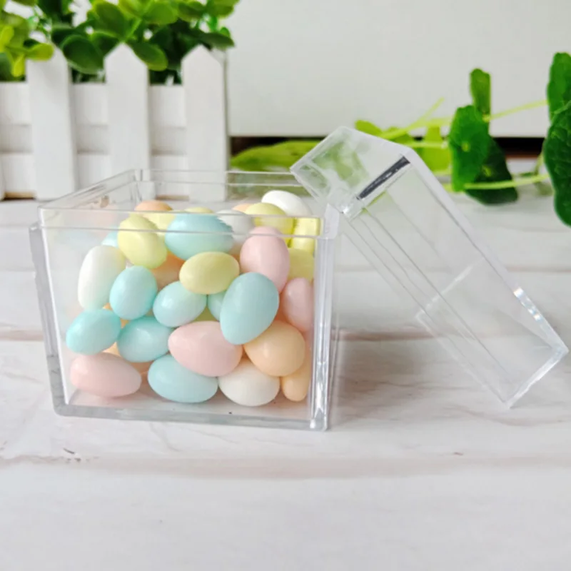 

12pcs Candy Boxes Hollow Cube Box Plastic Wedding Party Gifts Storage Decor