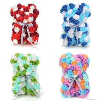 

Preserved Flower Rose Bears Doll Soft Soap Flowers Fashionable and Generous Fluffy Stereo Wedding Birthday Gifts 25x16x15cm