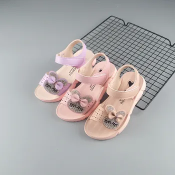 

2020 Summer GIRL'S Sandals New Style Polyurethane Peep-Toe Soft-Sole Princess Shoes Hot Drilling-Style Big Boy GIRL'S Shoes