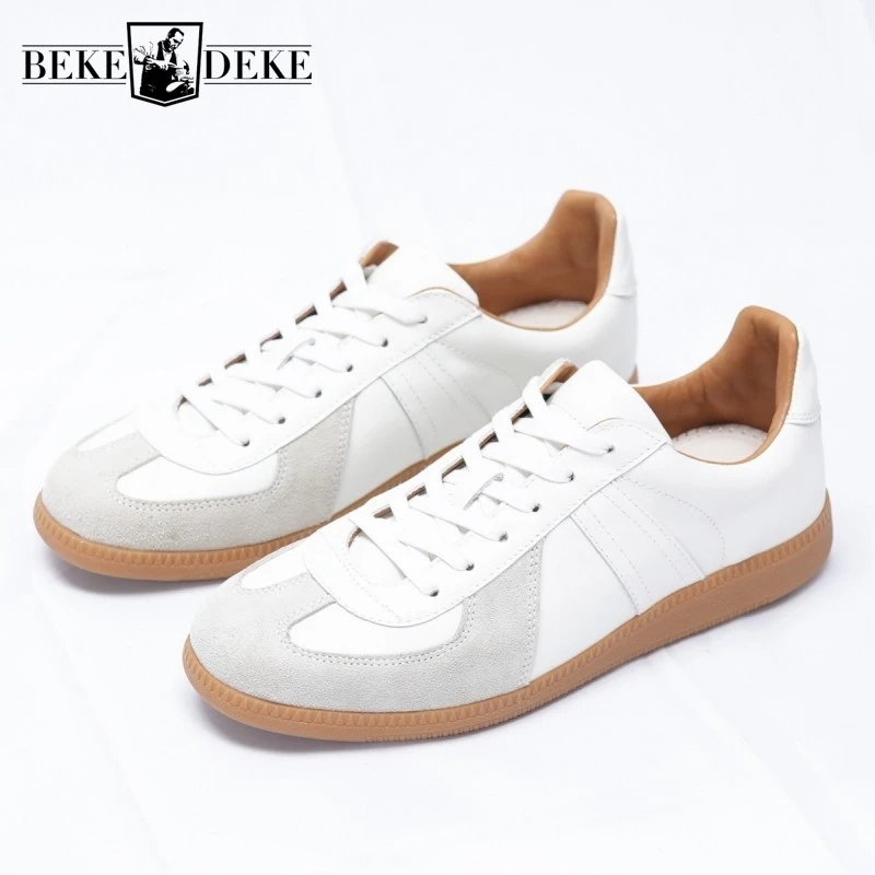 Outlook Wirwar Werkgever Designer Men Military Sneakers Vintage Black 100% Real Leather Cowhide  Casual Shoes Lace Up White Flat Shoes Luxury Trainers - Casual Sneakers -  AliExpress