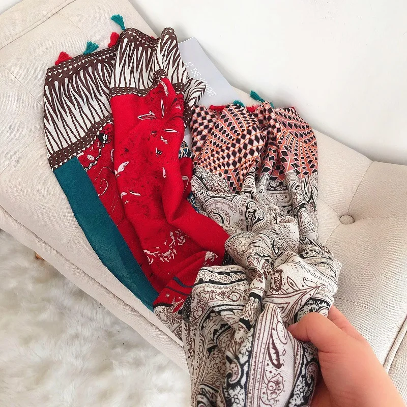 

Autumn Fashion African Cashew Floral Viscose Shawl Scarf Women High Quality Wrap Pashminas Stole Bufandas Muslim Hijab 180*90Cm