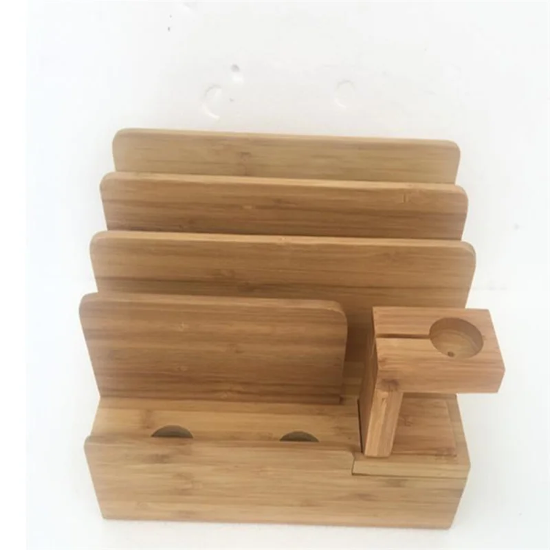 hot-office-desktop-storage-box-charging-multi-compartment-base-stand-creative-tablet-pc-bamboo-wooden-stand