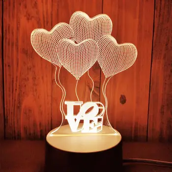 

Valentines Light 3D Lamp LED Night Light 3 Colors Table Lamp Home Decor Bulb Luminarias for Wife Girlfriend Gift US/EU Plug