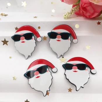 

Kawaii Colorful Cool Santa Claus Flat Back Acrylic Sheet Miniature Pattern 8 Pcs Applique DIY Scrapbook Christmas Decor Crafts