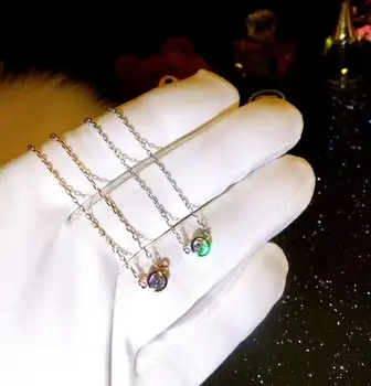 

TSHOU30 925 sterling silver chic necklace Simple temperament short small fresh round bead pendant peas clavicle chain female