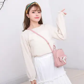 

Fashion Splicing Backpack Women Cute Bowknot Zipper Multi-pocket Shopping Bags Earphone Hole Outdoor Travel Mini Rucksacks