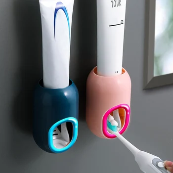 

Automatic Toothpaste Dispenser Dust-proof Toothbrush Holder Wall Mount Stand Bathroom Accessories Set Toothpaste Squeezers Tooth
