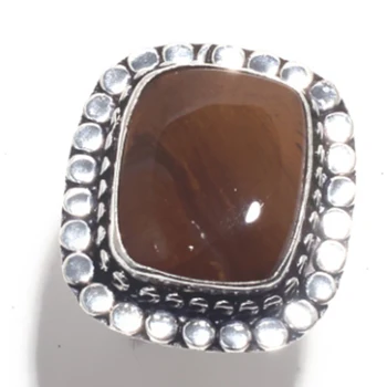 

Genuine Tiger Eye Ring Silver Overlay over Copper , Hand Made Women Jewelry gift , Size: 7 , R6775