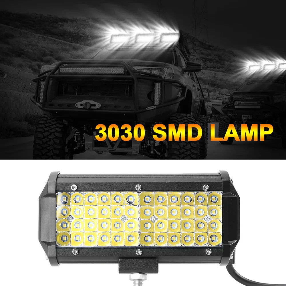 Super Bright Per Trattori Bar Offroad Boat Car Truck Atv Suv 4X4 Led Work Light 7 "144W 10800Lm 6000K Spotlight Led Light