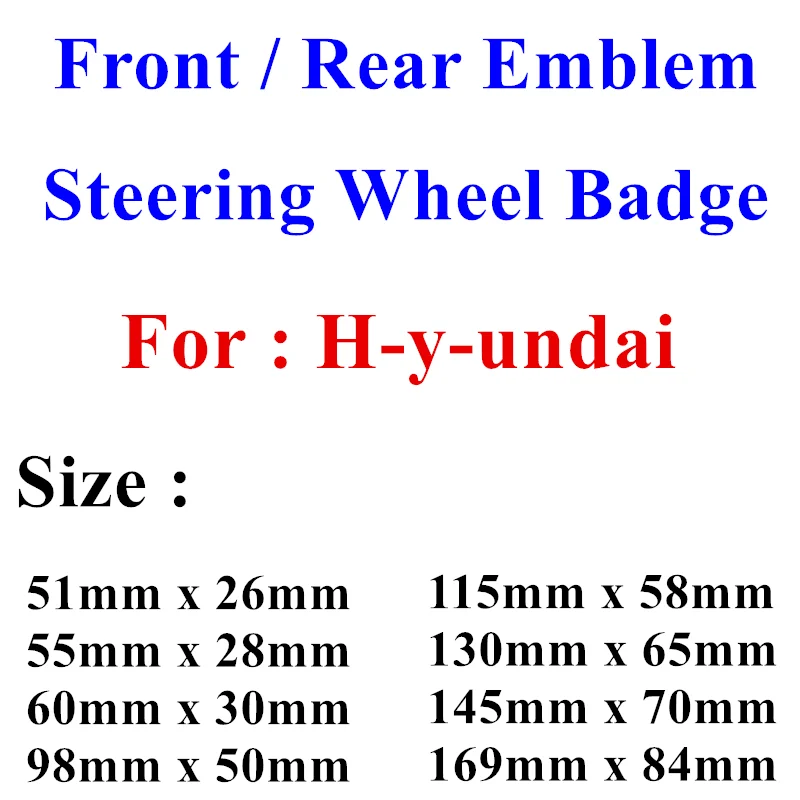 3D Metal Hyundai Car Steering Wheel Sticker ABS Chrome Silver Auto Front Bonnet Grill Rear Trunk Bumper Badge Emblem Accessories |