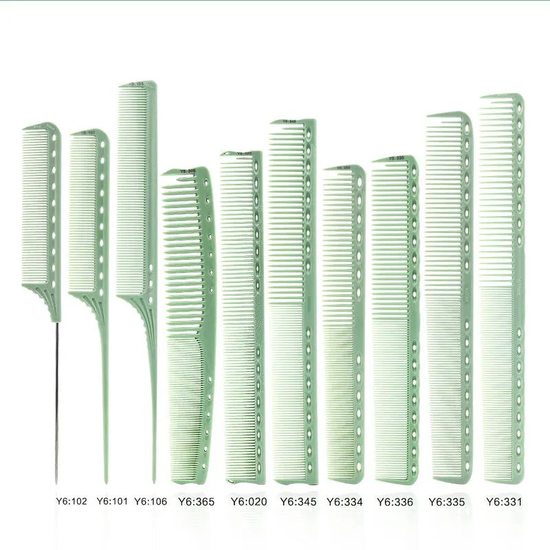 

10 Types of Professional Hairdresser Cutting Comb Y6 Series Tail Comb ABS Material Hair Styling Comb of Green
