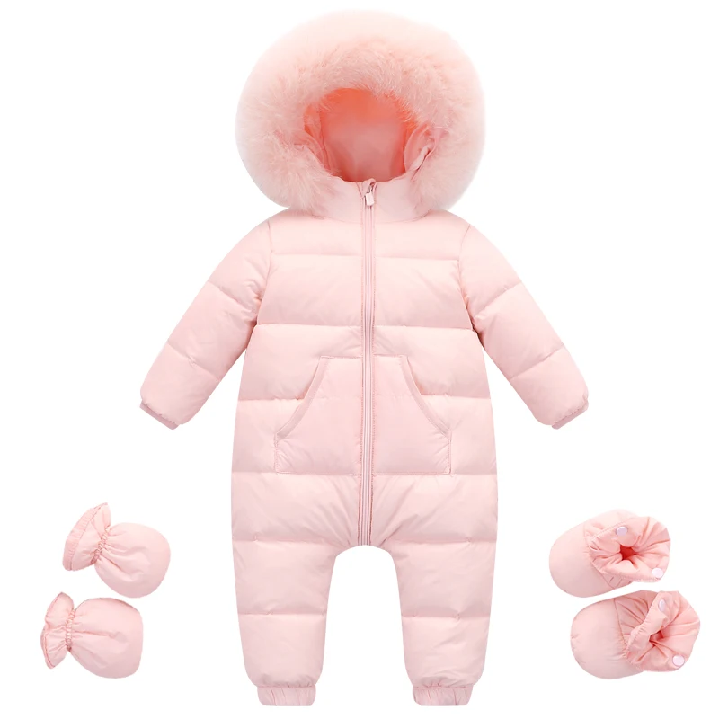 Baby Snowsuit Winter Jumpsuit Newborns Snow Wear Clothes Down Fur Jacket Kids Girls Coats Infant Rompers for Boy Parka Overalls