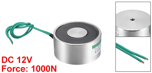 DC 12V 1000N Uxcell 6W 180N сосущий диск электромагнитный подъемник Холдинг Электромагнит - Цвет: DC 12V 1000N