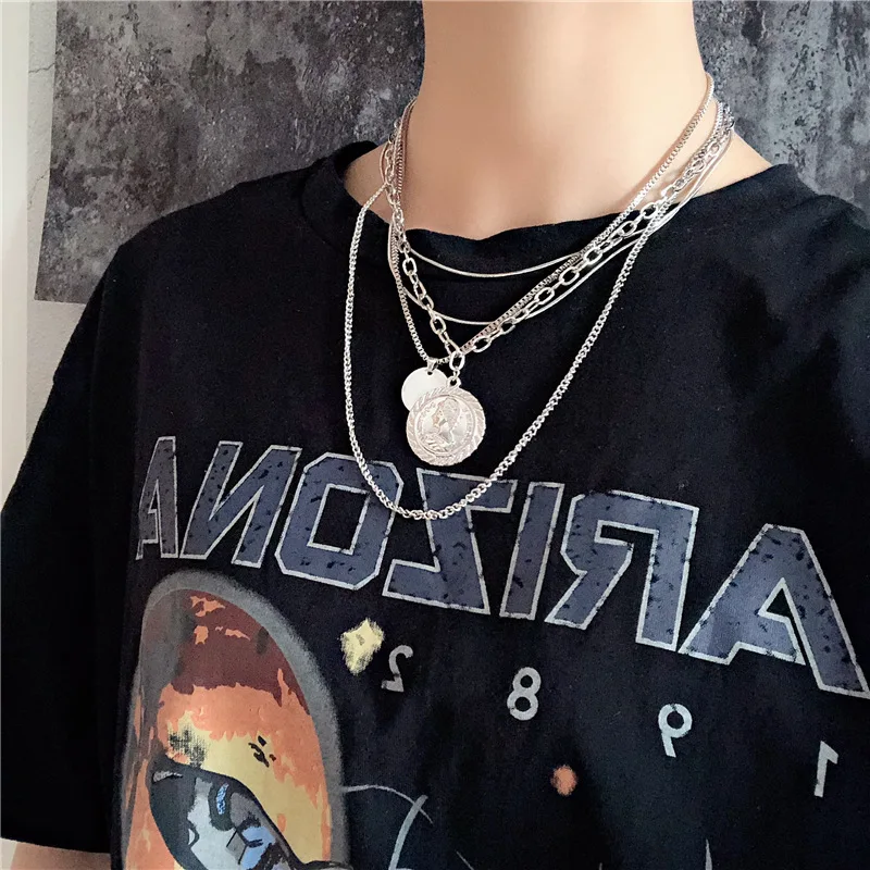Коллекция 2019 подвеска с монеткой многослойная золотой цвет металлический дизайн