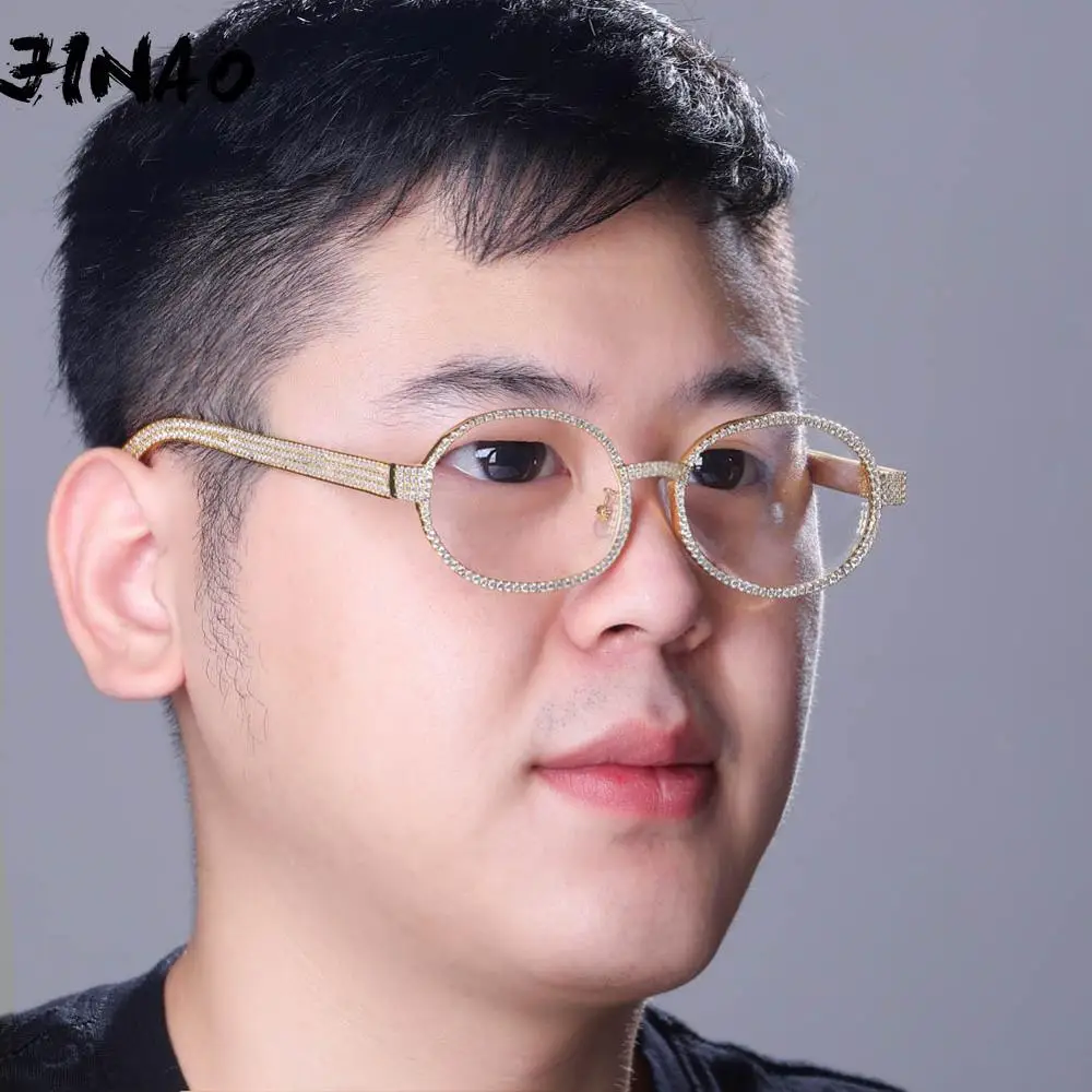

JNAO new HIP HOP Prong Setting 3A+CZ stones Glasses Silver/Gold Color Men Women Chain Fashion Jewelry