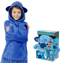 Детский теплый свитер-одеяло в форме питомца, ноская толстовка с капюшоном, ночная рубашка, свитер большого размера, зимняя домашняя одежда