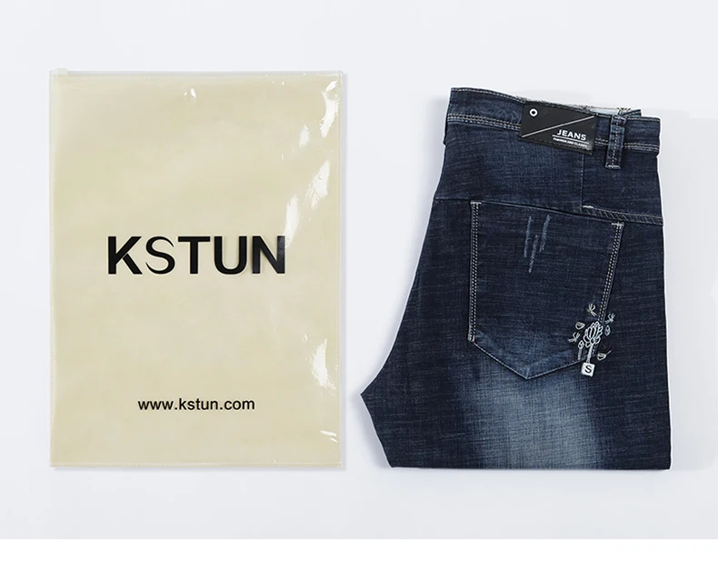 KSTUN Men Jeans Stretch Dark Blue Slim Fit Ripped Biker Jeans Man Casual Patchwork Hip hop Mens