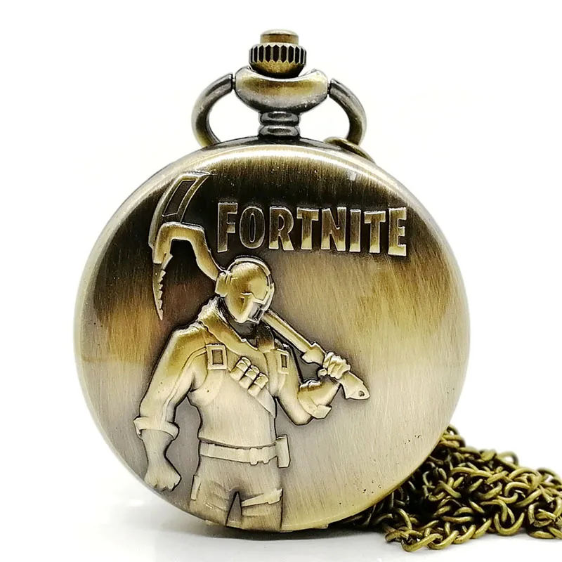 Bronze Pocket Watch Ретро мода игра кварцевые карманные часы аналоговый кулон ожерелье цепь Мужские Женские бронзовые серые часы relogio дропшиппинг коробка - Цвет: Bronze Pocket Watch